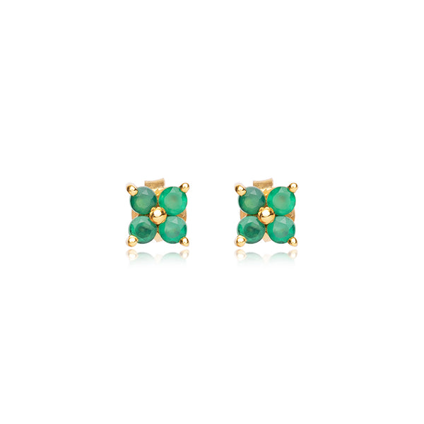 Amara Mini Flower Green Onyx Studs