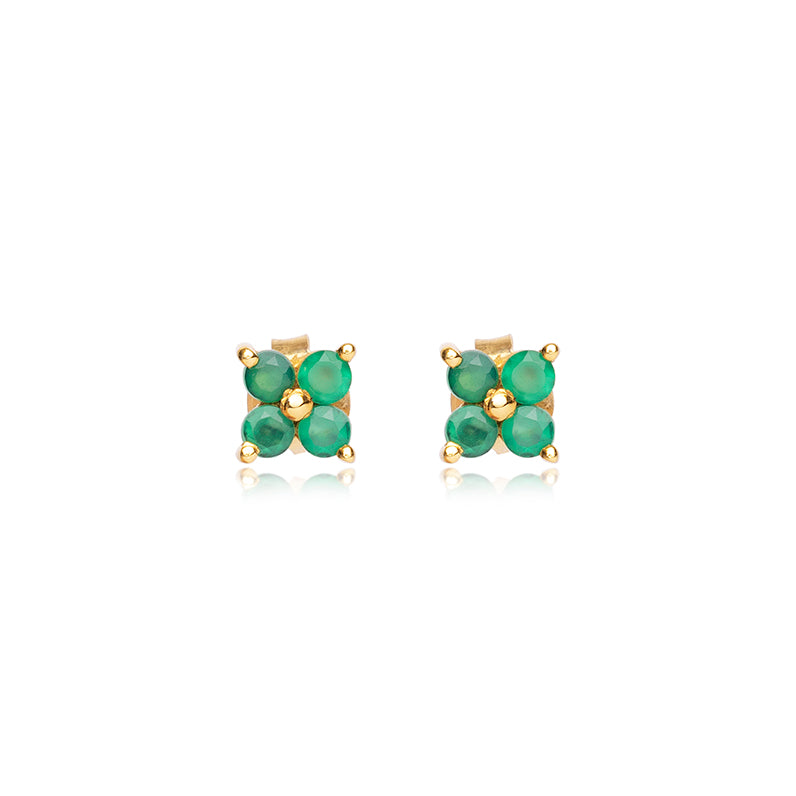 Amara Mini Flower Green Onyx Studs