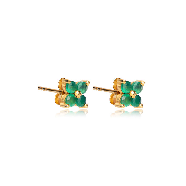 Amara Mini Flower Green Onyx Studs