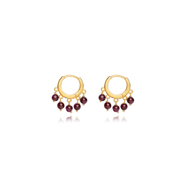 Amelia Red Garnet Mini Hoops