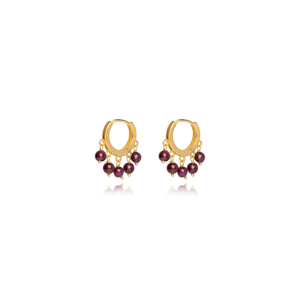 Amelia Red Garnet Mini Hoops