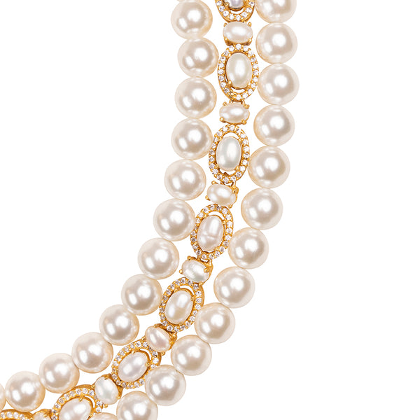 Noori Triple String Pearl Necklace