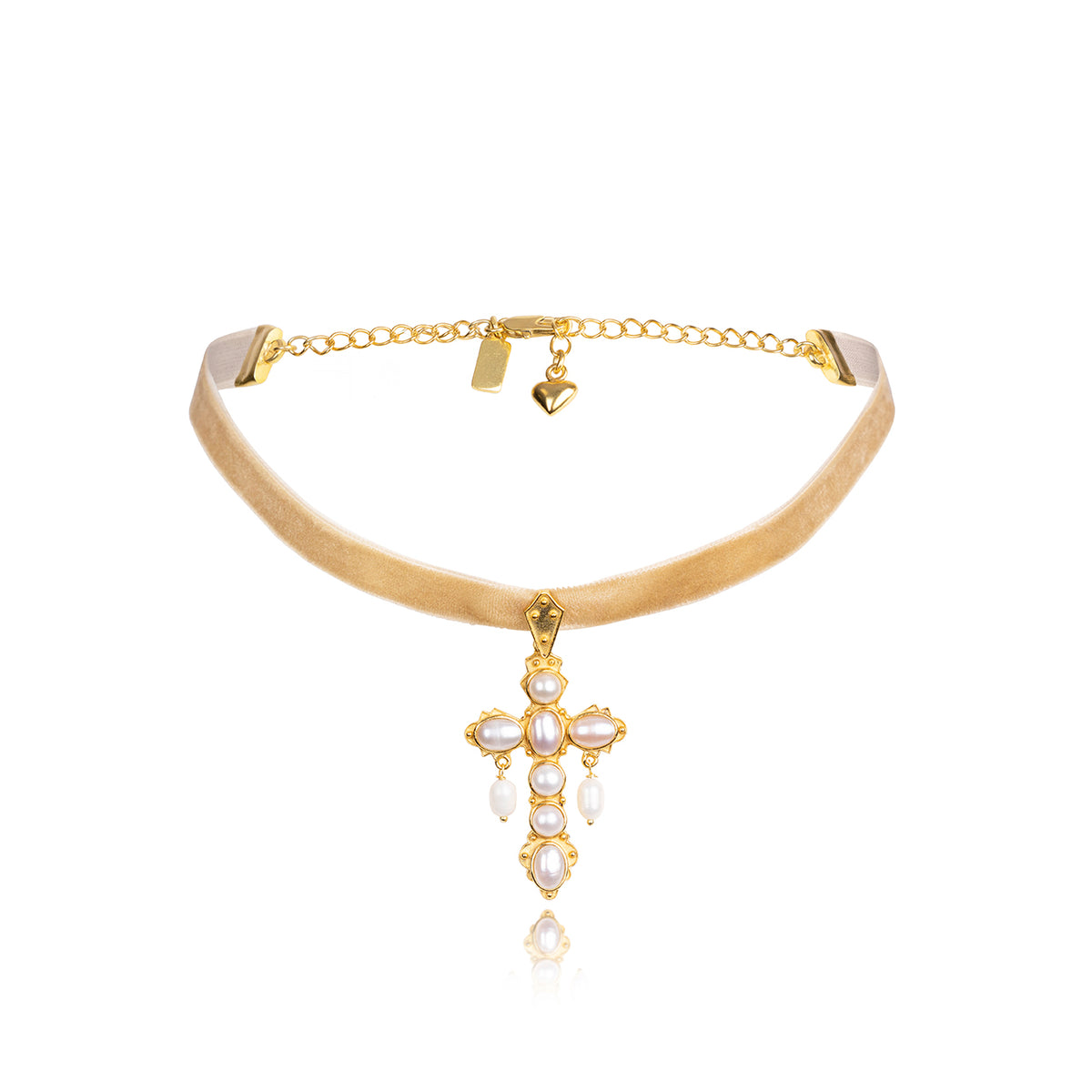 Scarlet Pearl Cross Ribbon Choker – Opuline